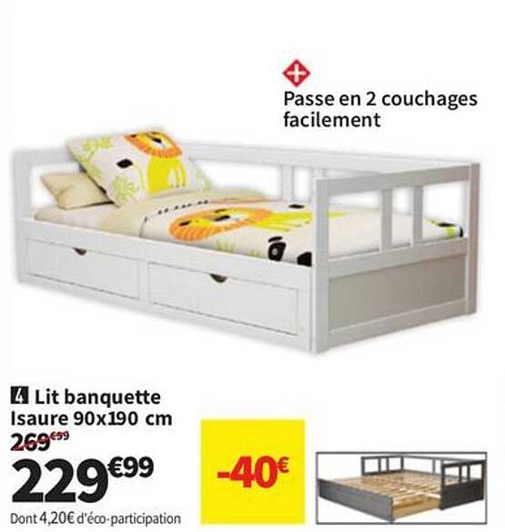 Lit banquette Isaure 90x190 cm