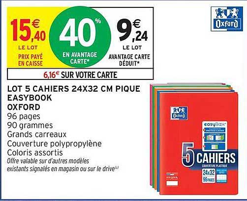 LOT 5 CAHIERS 24X32 CM PIQUE EASYBOOK