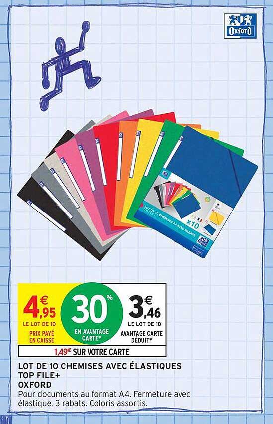 LOT DE 10 CHEMISES AVEC ÉLASTIQUES TOP FILE+ OXFORD