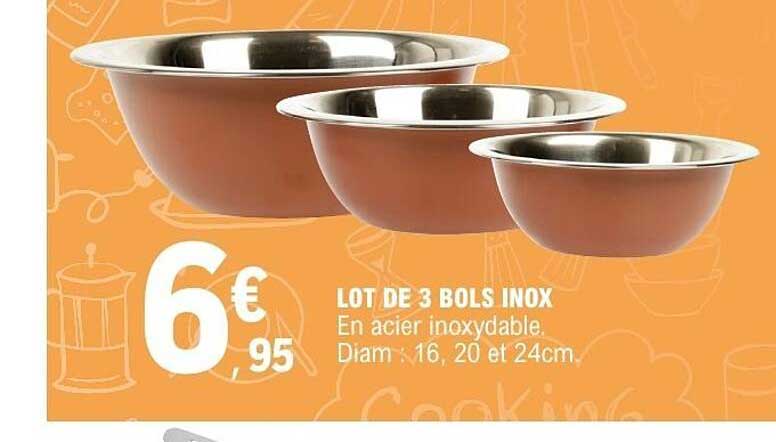 LOT DE 3 BOLS INOX