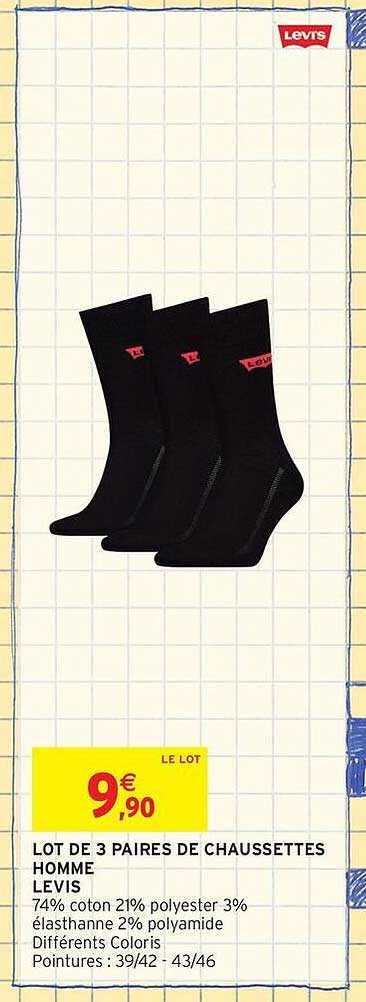 LOT DE 3 PAIRE DE CHAUSSETTES HOMME LEVIS
