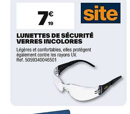 LUNETTES DE SÉCURITÉ VERRES INCOLORÉS