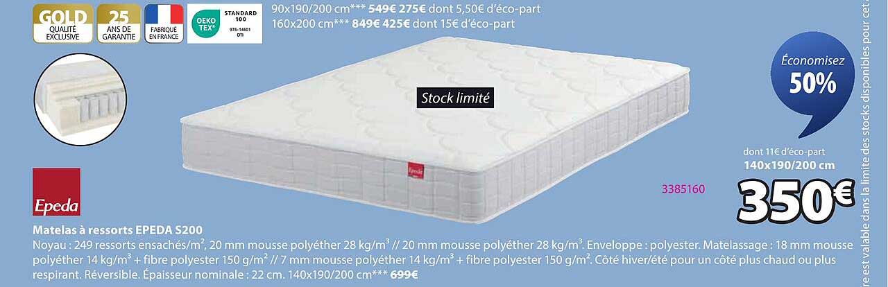 Matelas à ressorts EPEDA S200