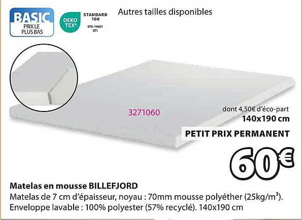 Matelas en mousse BILLEFJORD