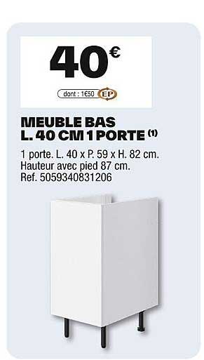MEUBLE BAS L. 40 CM 1 PORTE