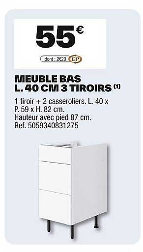 MEUBLE BAS L. 40 CM 3 TIROIRS