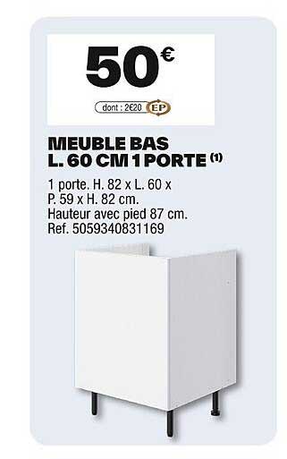 MEUBLE BAS L. 60 CM 1 PORTE