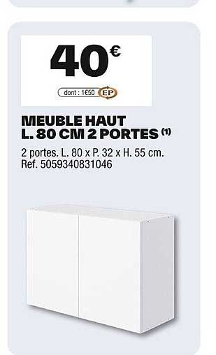 MEUBLE HAUT L. 80 CM 2 PORTES