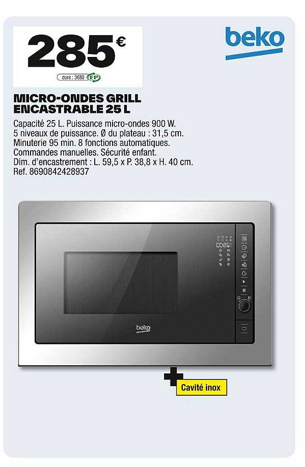 MICRO-ONDES GRILL ENCASTRABLE 25 L