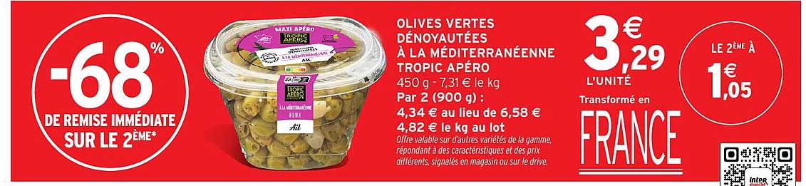 OLIVES VERTES DÉNOYAUTÉES À LA MÉDITERRANÉENNE TROPIC APÉRO