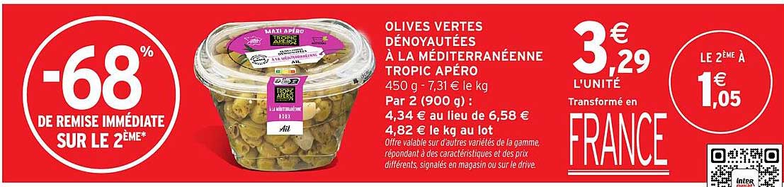OLIVES VERTES DÉNOYAUTÉES À LA MÉDITERRANÉENNE TROPIC APÉRO