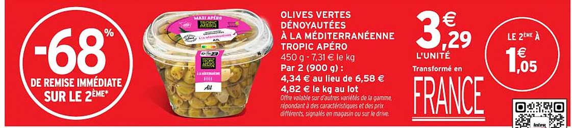 OLIVES VERTES DÉNOYAUTÉES À LA MÉDITERRANÉENNE TROPIC APÉRO