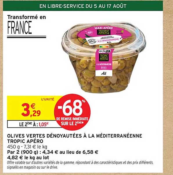 OLIVES VERTES DÉNOYAUTÉES À LA MÉDITERRANÉENNE TROPIC APÉRO