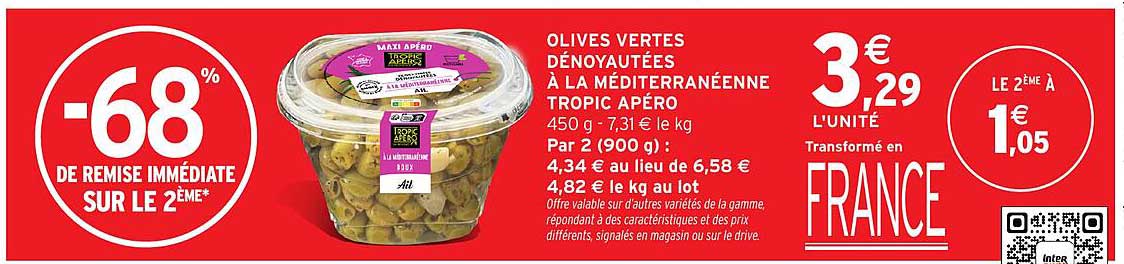 OLIVES VERTES DÉNOYAUTÉES À LA MÉDITERRANÉENNE TROPIC APÉRO