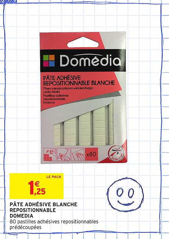PÂTE ADHÉSIVE BLANCHE REPOSITIONNABLE DOMÉDIA