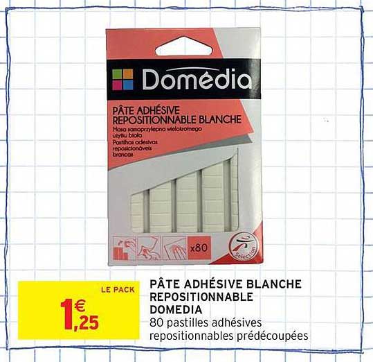 PÂTE ADHÉSIVE BLANCHE REPOSITIONNABLE DOMEDIA