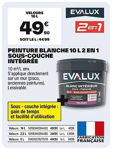 PEINTURE BLANCHE 10 L 2 EN 1 SOUS-COUCHE INTÉGRÉE