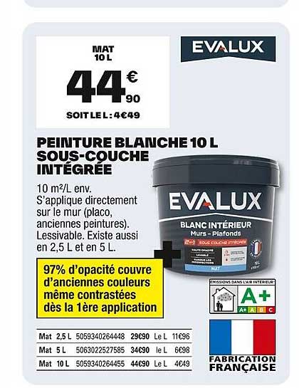 PEINTURE BLANCHE 10 L SOUS-COUCHE INTÉGRÉE