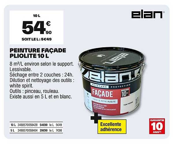 PEINTURE FAÇADE PLIOLITE 10 L