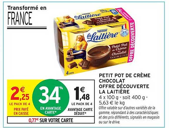 PETIT POT DE CRÈME CHOCOLAT OFFRE DÉCOUVERTE LA LAITIÈRE