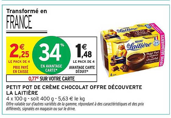 PETIT POT DE CRÈME CHOCOLAT OFFRE DÉCOUVERTE LA LAITIÈRE