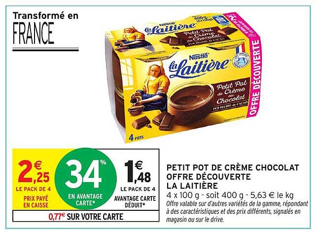 PETIT POT DE CRÈME CHOCOLAT OFFRE DÉCOUVERTE LA LAITIÈRE