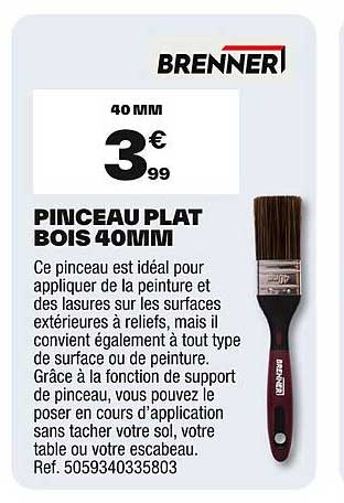 PINCEAU PLAT BOIS 40MM