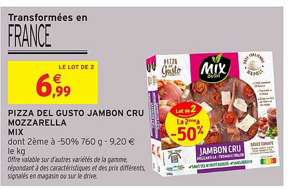 PIZZA DEL GUSTO JAMBON CRU MOZZARELLA MIX