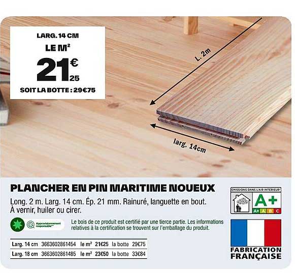 PLANCHER EN PIN MARITIME NOUEUX