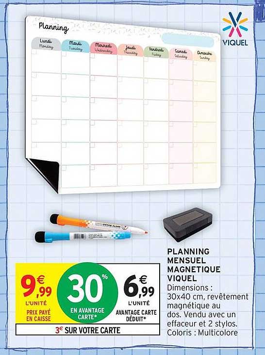 PLANNING MENSUEL MAGNÉTIQUE VIQUEL