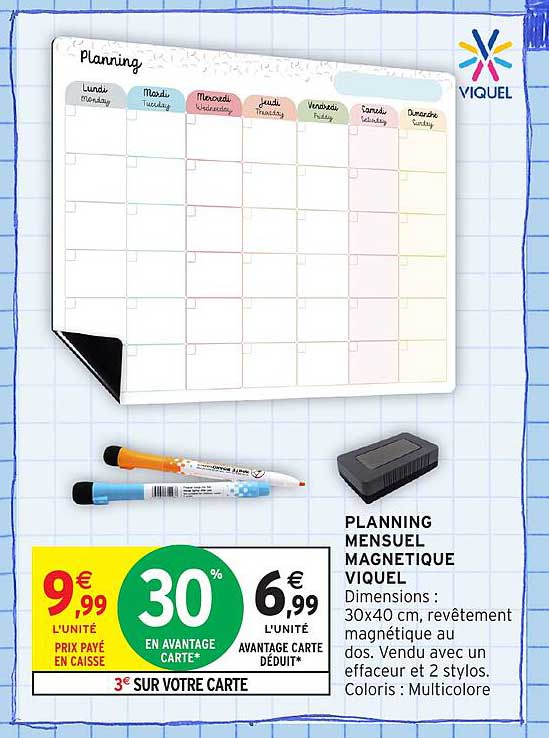PLANNING MENSUEL MAGNETIQUE VIQUEL