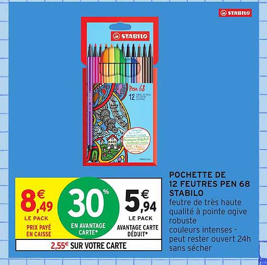 POCHETTE DE 12 FEUTRES PEN 68 STABILO