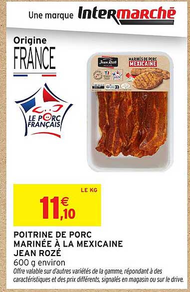 Poitrine de porc marinée à la mexicaine Jean Rozé