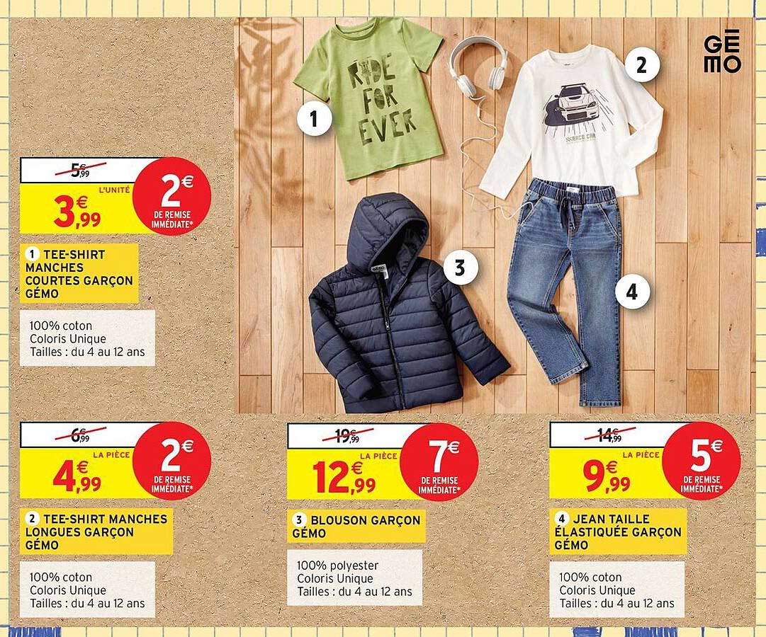 Promotion Tee-Shirt Garçon GÉMO