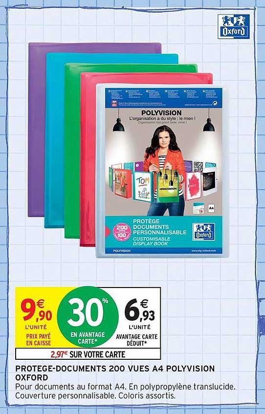 PROTEGE-DOCUMENTS 200 VUES A4 POLYVISION OXFORD