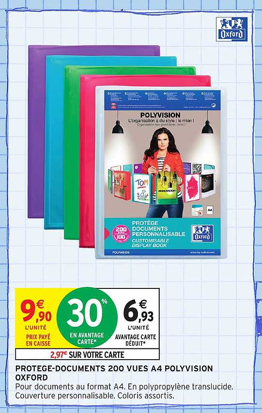 PROTÈGE-DOCUMENTS 200 VUES A4 POLYVISION OXFORD