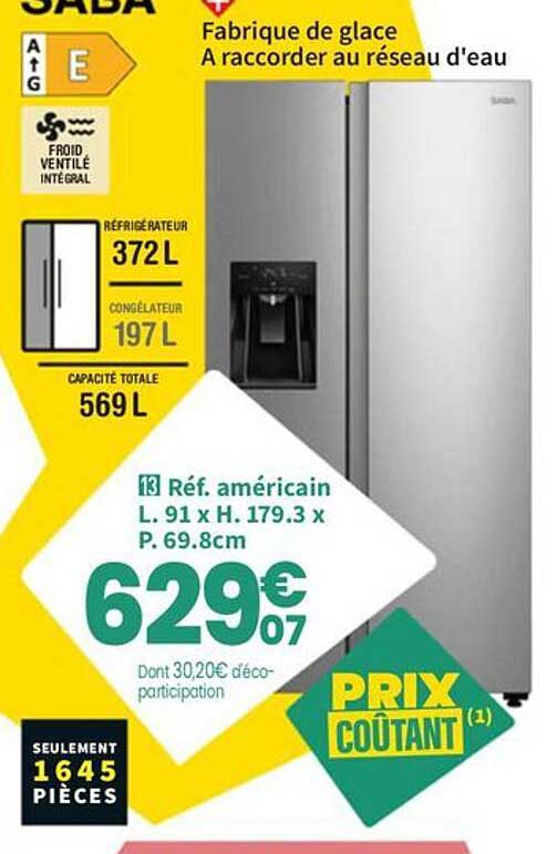 Réfrigérateur américain SABA avec fabrique de glace