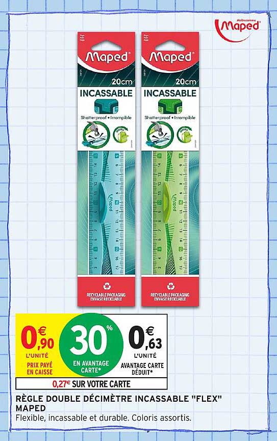 RÈGLE DOUBLE DÉCIMÈTRE INCASSABLE "FLEX" MAPED