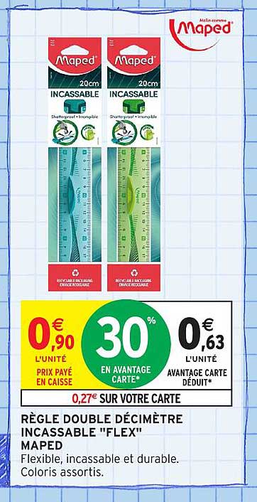 RÈGLE DOUBLE DÉCIMETRE INCASSABLE "FLEX" MAPED