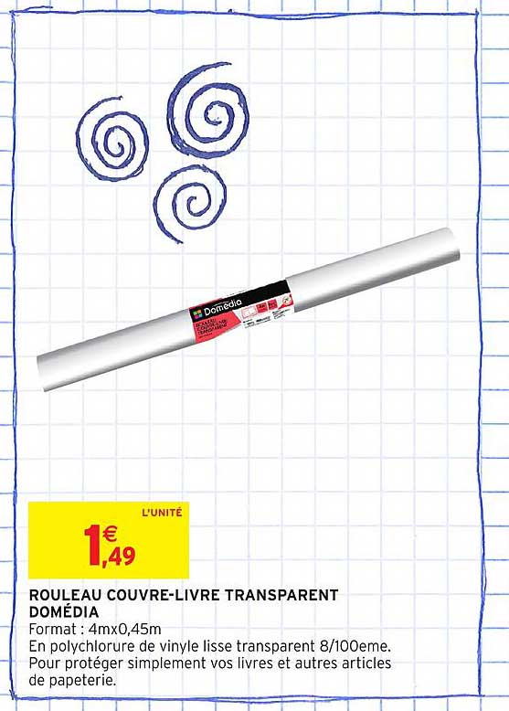 ROULEAU COUVRE-LIVRE TRANSPARENT DOMÉDIA