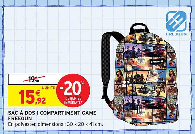 SAC À DOS 1 COMPARTIMENT GAME FREEGUN