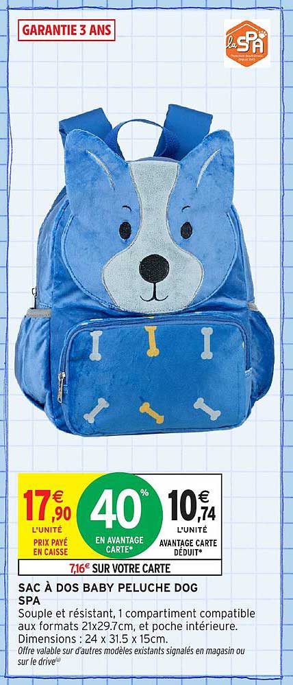 SAC À DOS BABY PELUCHE DOG SPA