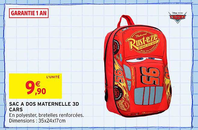 SAC À DOS MATERNELLE 3D CARS