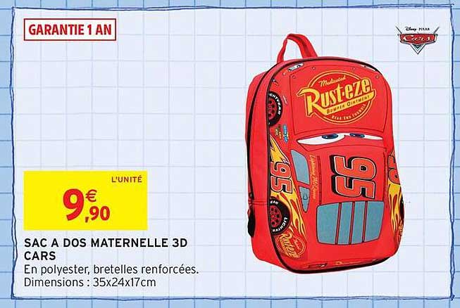 SAC A DOS MATERNELLE 3D CARS