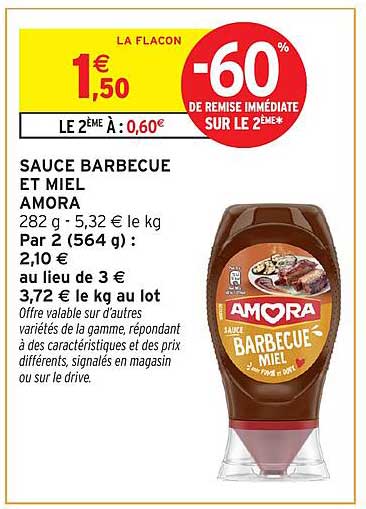 SAUCE BARBECUE ET MIEL AMORA