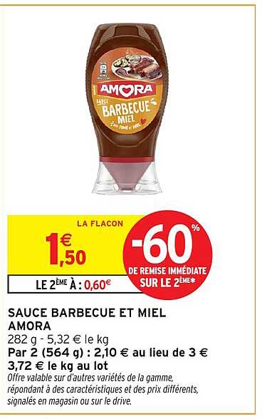 SAUCE BARBECUE ET MIEL AMORA