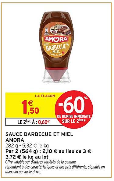 SAUCE BARBECUE ET MIEL AMORA