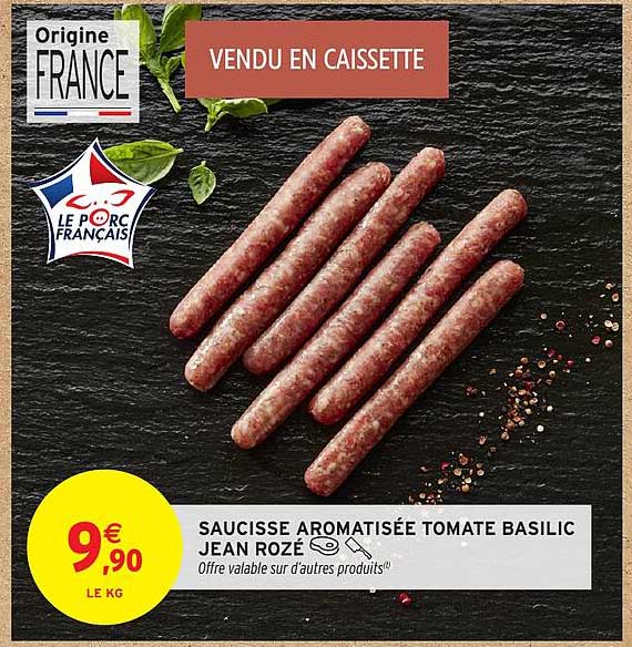 SAUCISSE AROMATISÉE TOMATE BASILIC JEAN ROZÉ