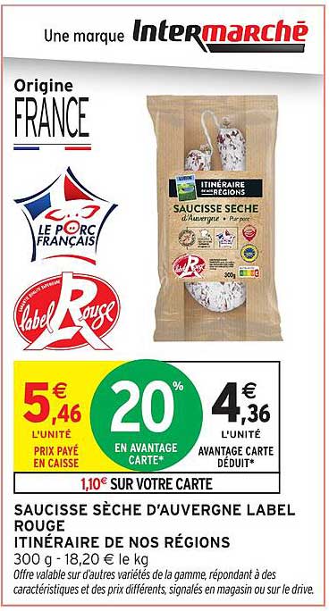 SAUCISSE SÈCHE D'AUVERGNE LABEL ROUGE ITINÉRAIRE DE NOS RÉGIONS