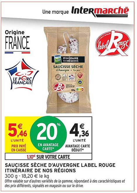 SAUCISSE SÈCHE D'AUVERGNE LABEL ROUGE ITINÉRAIRE DE NOS RÉGIONS
